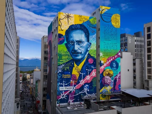 Vista aerea centro florianopolis floripa Mural em Homenagem a Franklin Cascaes FOTO Allan Carvalho 01